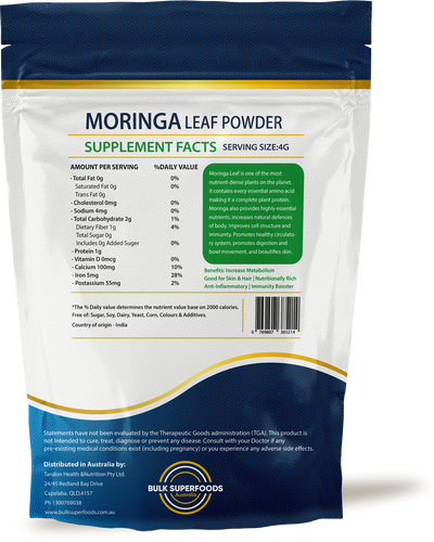 Organic Moringa Leaf Powder 500g by Bulk Super Foods