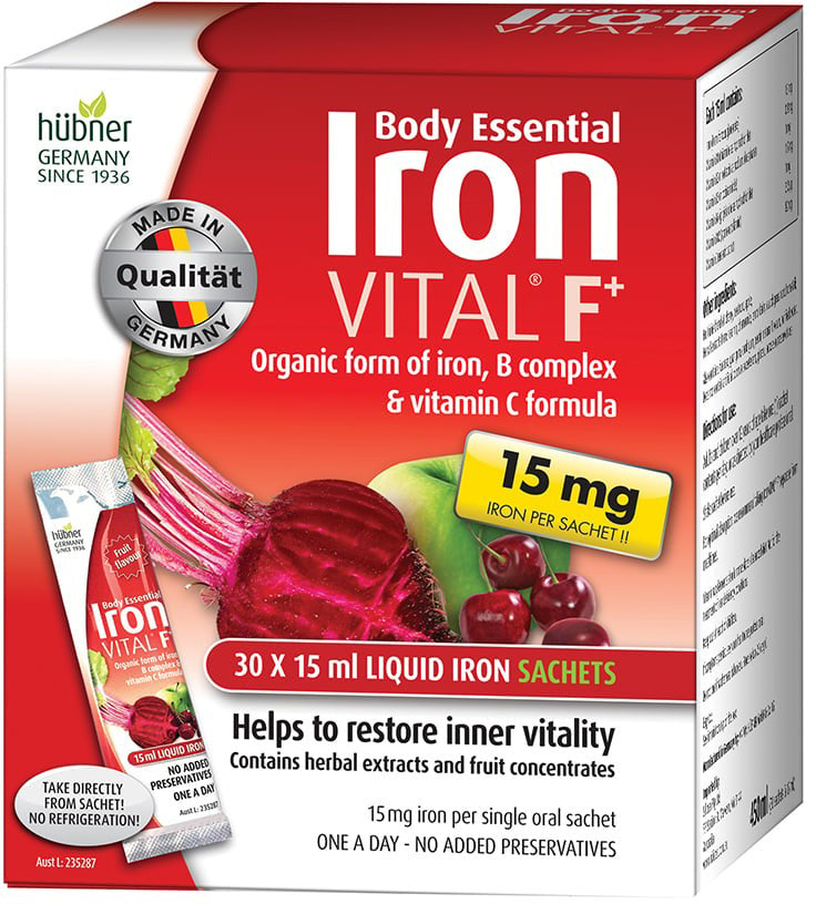 Silicea Body Essential Iron VITAL F+ (15mg Iron) Sachets 15ml x 30 Pack