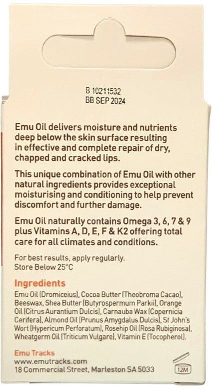 Emu Tracks Emu Oil Lip Balm Orange Flavour 4.5g