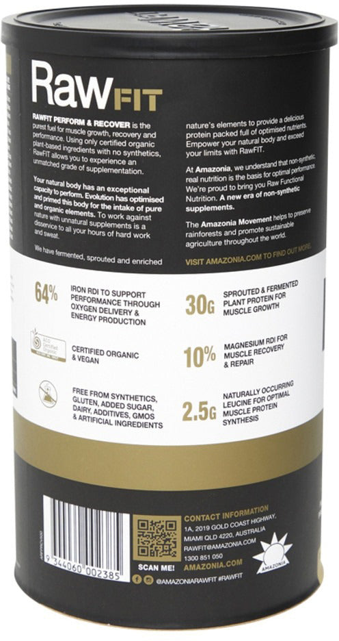 Amazonia RawFIT Plant Protein Organic Perform & Recover Creamy Vanilla 500g