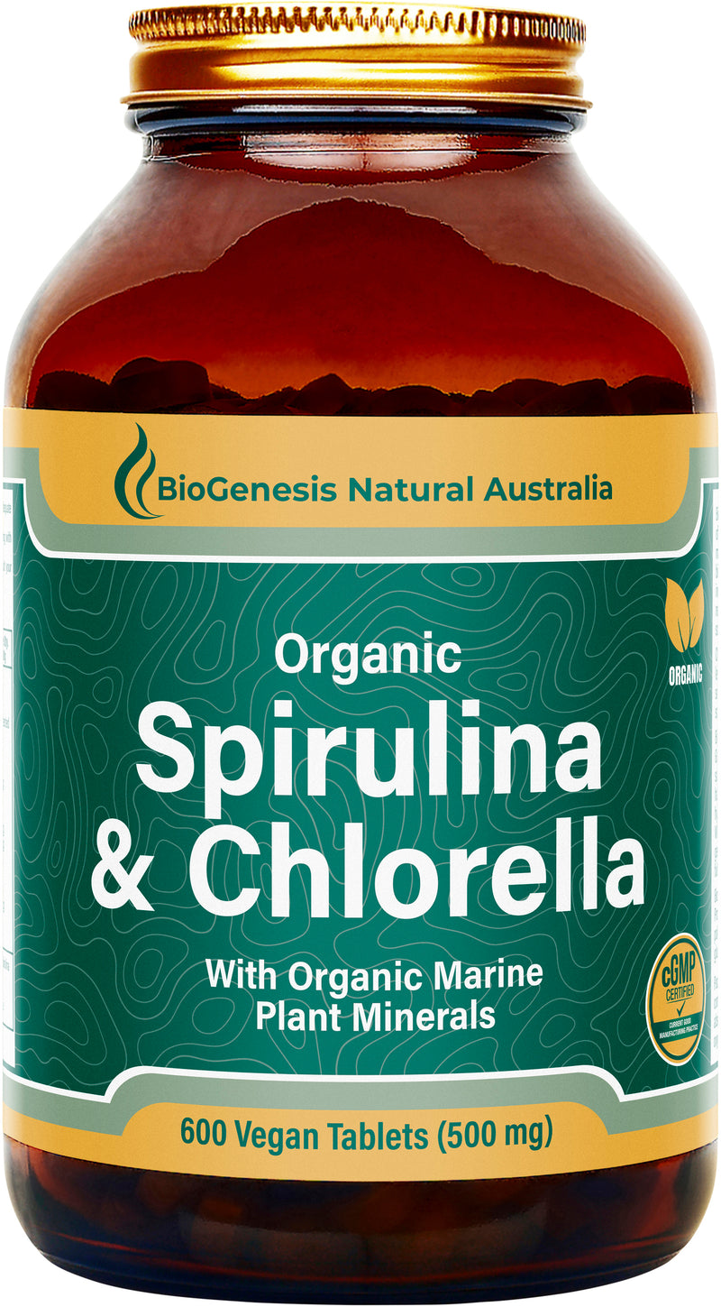 BioGenesis Spirulina & Chlorella + Marine Minerals 600 Tablets