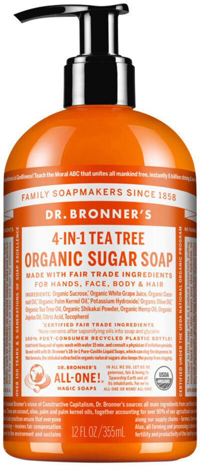 Dr. Bronner's Organic Sugar Soap 4-in-1 (Pump) 355ml