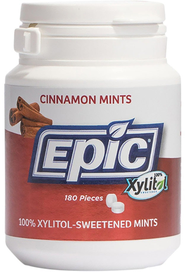 Epic Xylitol (Sugar-Free) Mints Cinnamon 180 Piece Tub