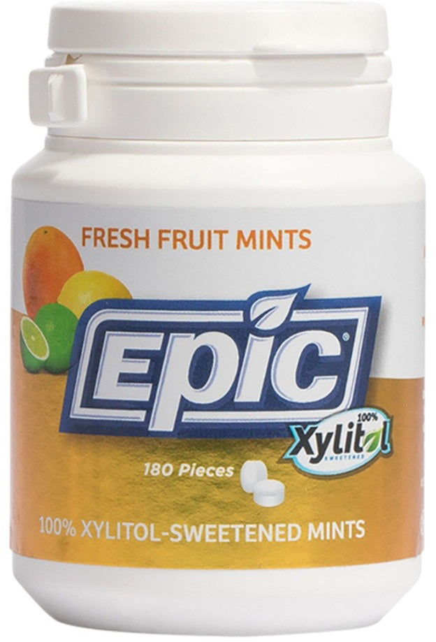 Epic Xylitol (Sugar-Free) Mints Fresh Fruit 180 Piece Tub