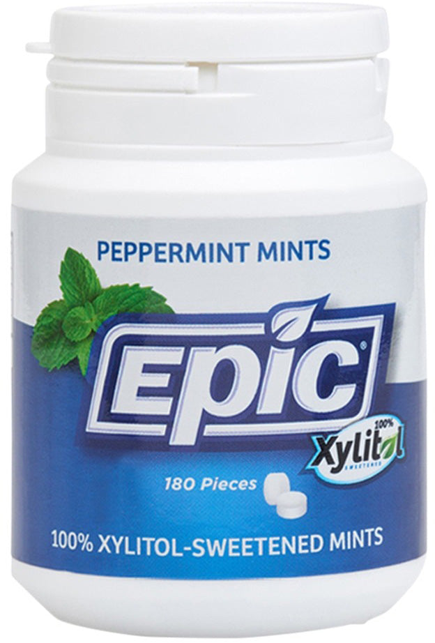 Epic Xylitol (Sugar-Free) Mints Peppermint 180 Piece Tub