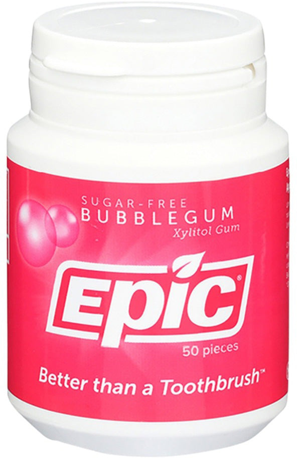 Epic Xylitol (Sugar-Free) Gum Bubble Gum 50 Piece Tub