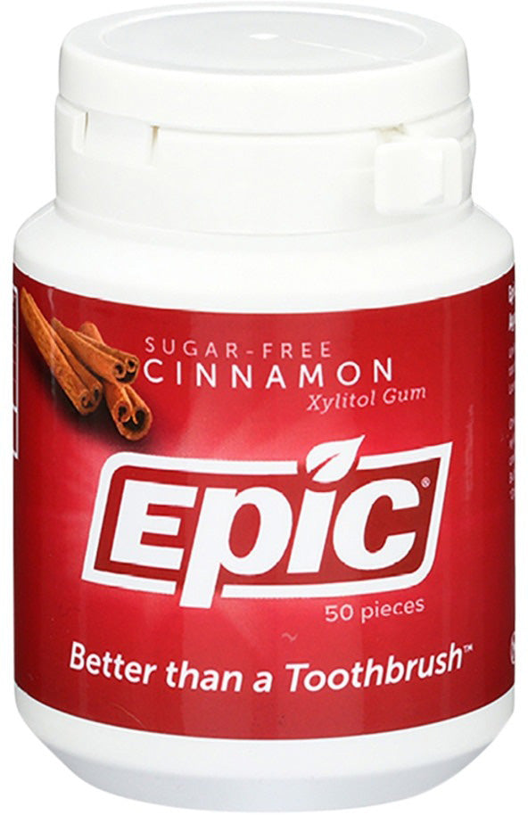 Epic Xylitol (Sugar-Free) Gum Cinnamon 50 Piece Tub