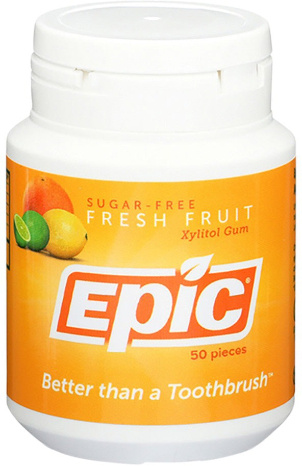 Epic Xylitol (Sugar-Free) Gum Fresh Fruit 50 Piece Tub