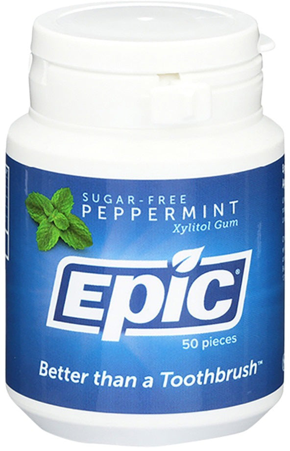 Epic Xylitol (Sugar-Free) Gum Peppermint 50 Piece Tub