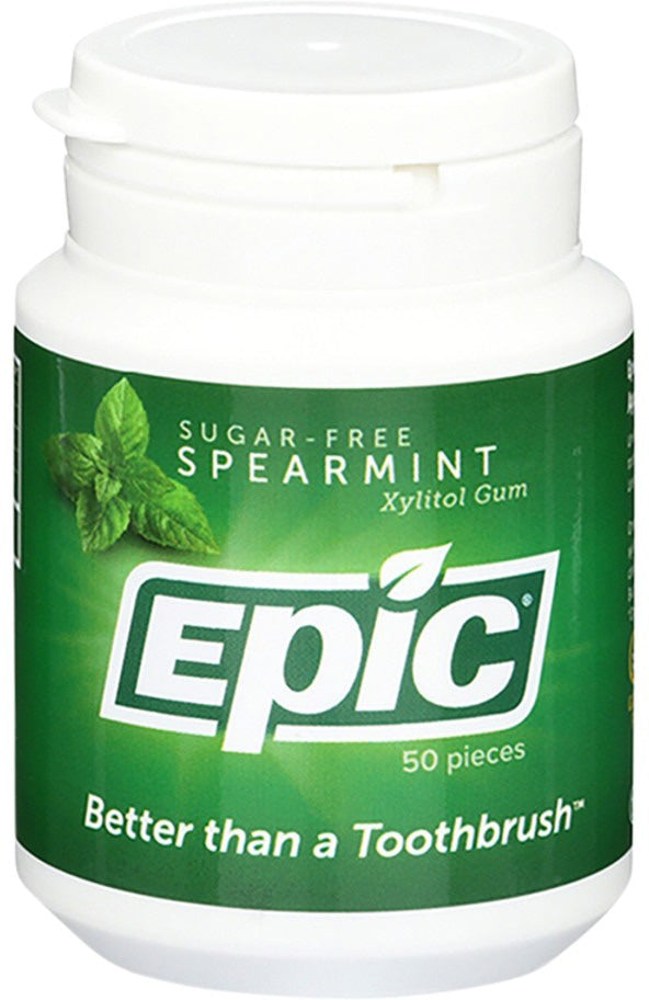 Epic Xylitol (Sugar-Free) Gum Spearmint 50 Piece Tub