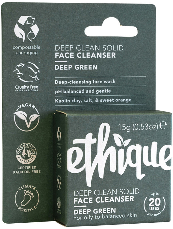 Ethique Bar Face Cleanser Deep Clean Solid Deep Green (For Oily To Balanced) 15g