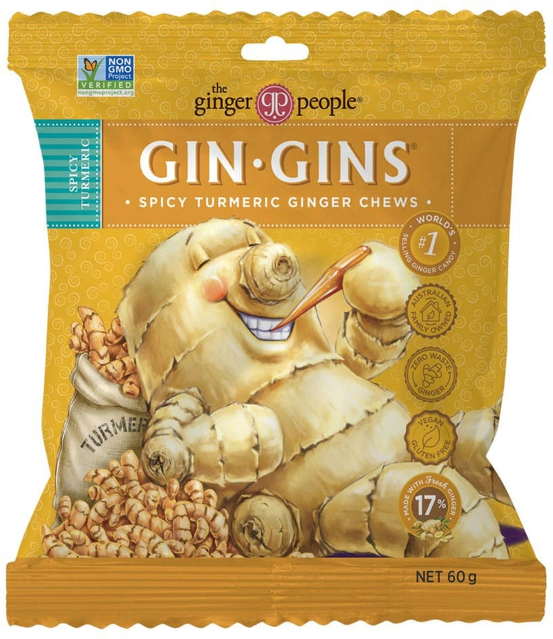 The Ginger People Gin Gins Ginger Chews Spicy Turmeric 60g