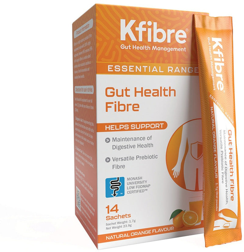 Kfibre Essential Gut Health Fibre Natural Orange Sachets 1.9g x 14 Pack