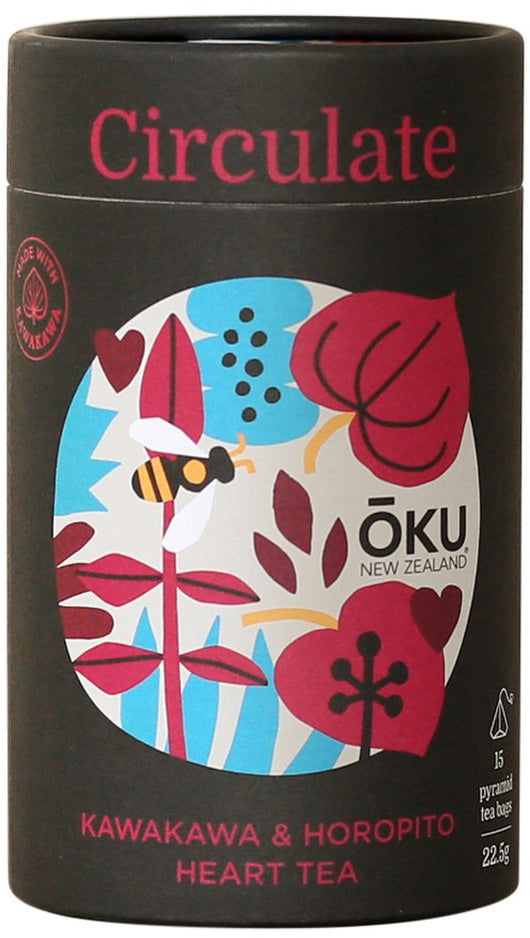 OKU New Zealand Circulate Kawakawa & Hawthorn Heart & Brain Tea X 15 Tea Bags