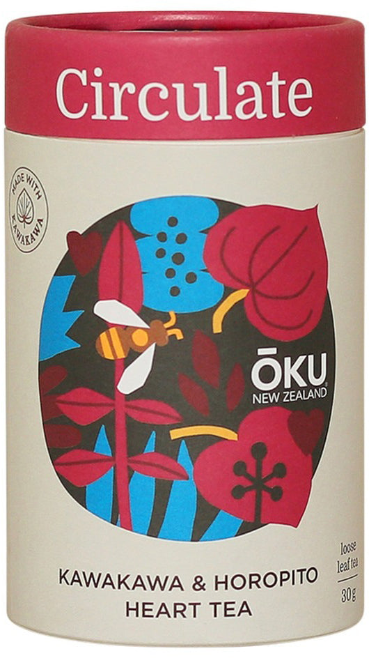 OKU New Zealand Circulate Kawakawa & Hawthorn Heart & Brain Tea Loose Leaf 30g