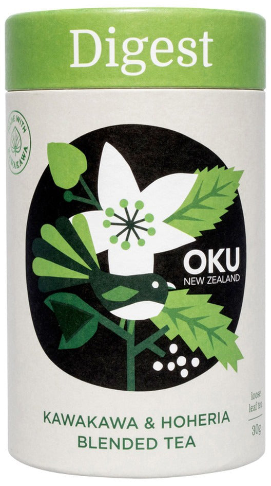 OKU New Zealand Digest Kawakawa & Peppermint Blended Tea Loose Leaf 30g