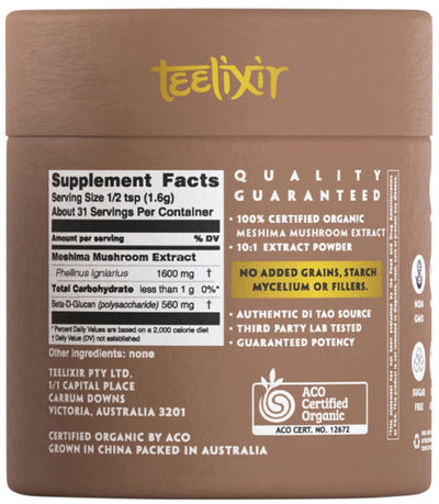 Teelixir Organic Meshima Mushroom (Immune Support Adaptogen) 50g