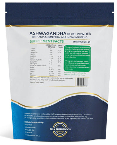 Organic Ashwagandha Root Powder 500G by Bulk Superfoods