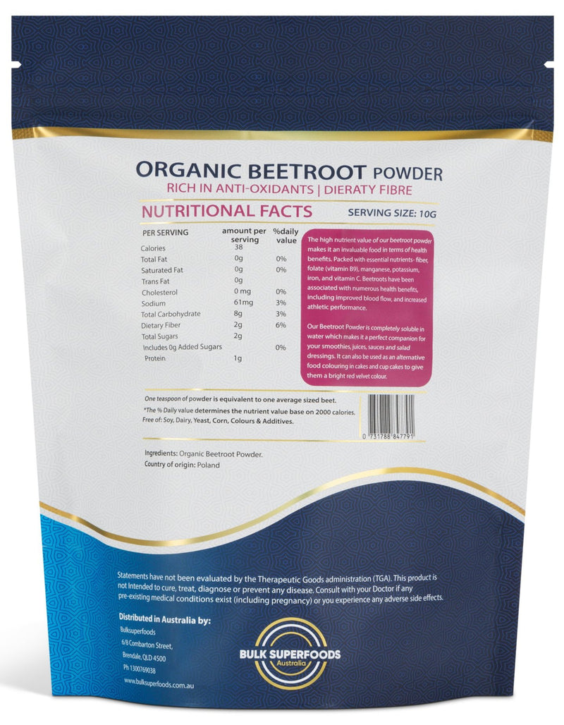 Organic Beetroot Powder 500G by Bulk Superfoods